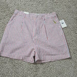 Brixton Red and White Bermuda Shorts Seersucker Style